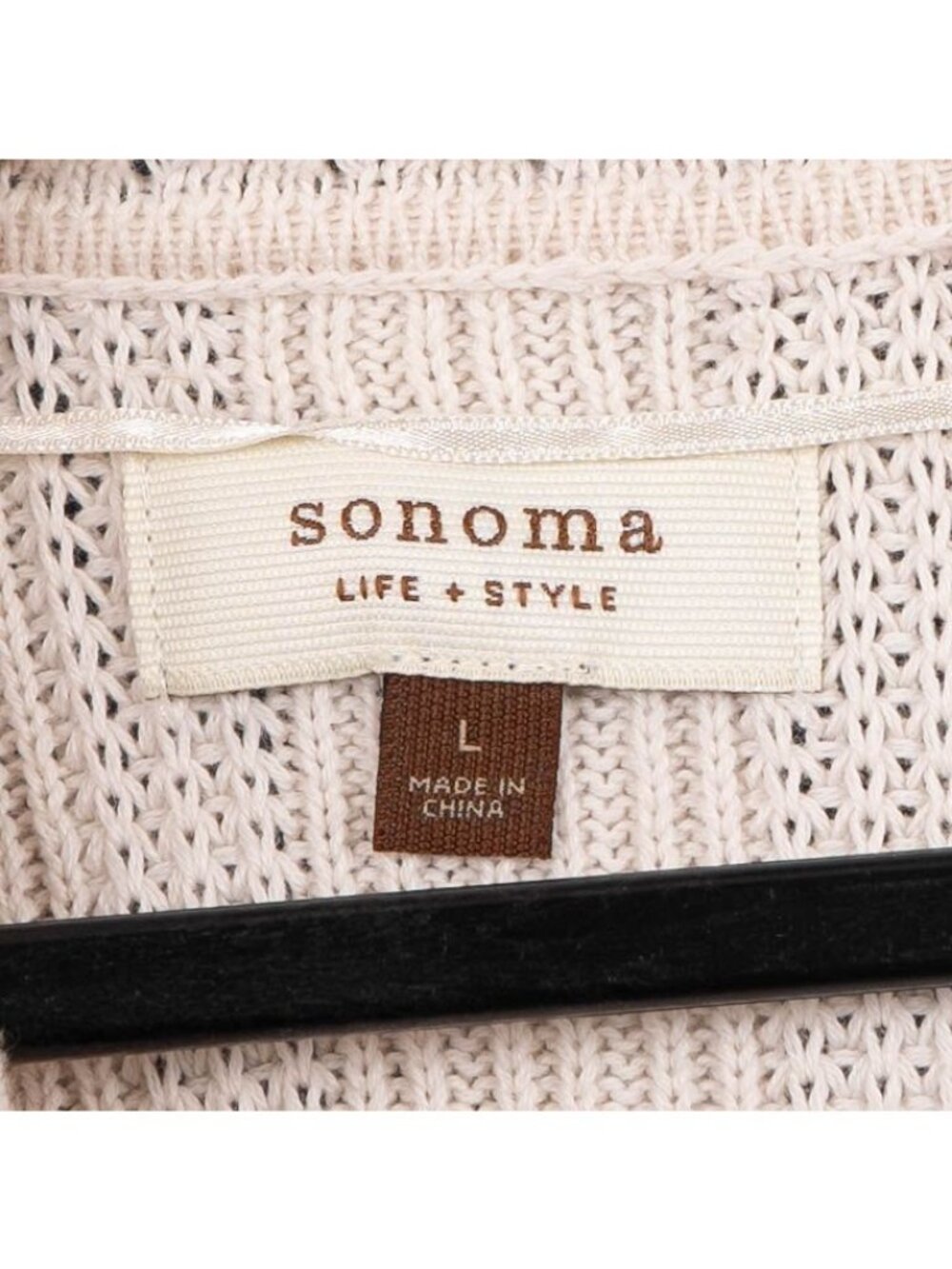 Cardigan Sweater L Women Cream Cottagecore Short Sleeve Knit Ivory White Cotton - Picture 4 of 6